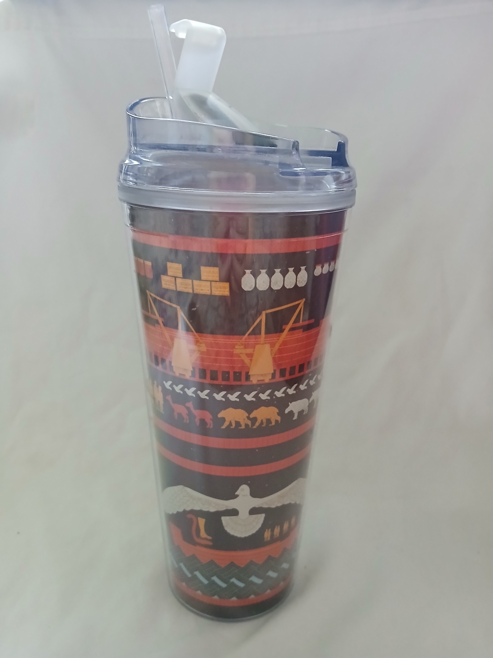 New Ark Encounters Refillable Souvenir Travel Tumbler Cup w/ Straw Noah's Ark